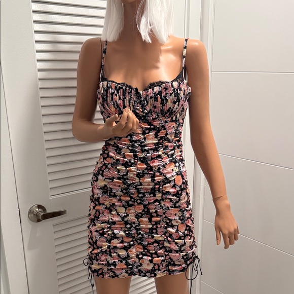 For Love & Lemons Stylish Multicolor Ruched Dress medium